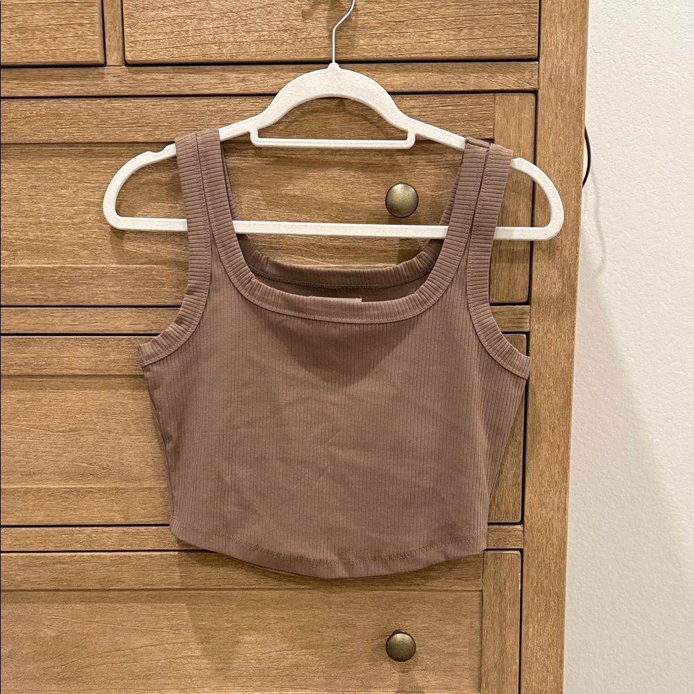 Madewell Brown Ribbed Crop Top
